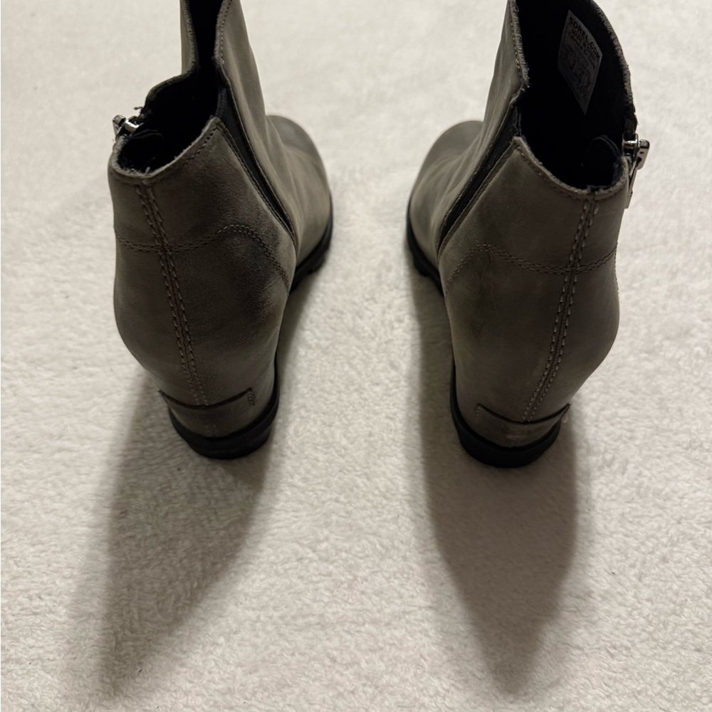 Sorel Joan of Arctic Wedge II Ankle Boot Womens 10 Green Leather Side Zip Winter - Picture 4 of 7